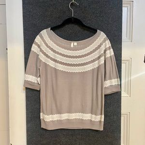 Frenchi (Nordstrom Brand) Boat Neck Lace detailed Shirt - Small Fit